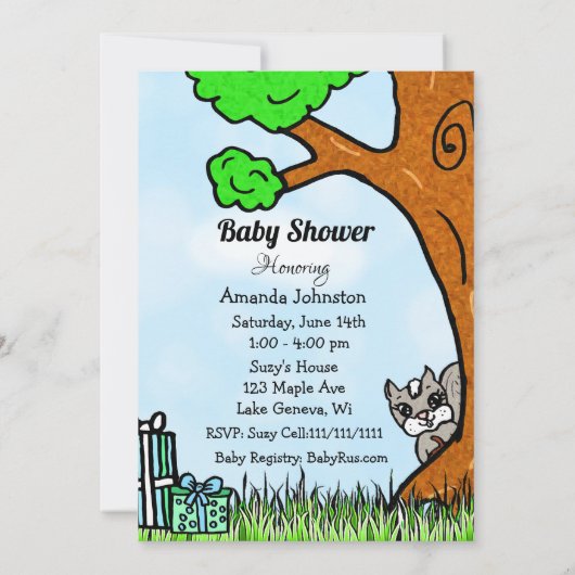 Little Fox en Forest Friends Boy's Baby shower Kaart (Achterkant)