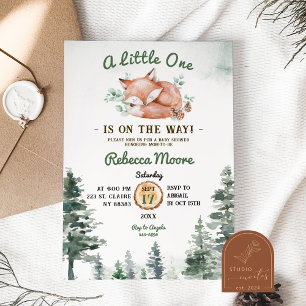 Little Fox Floral Girl Baby shower Kaart