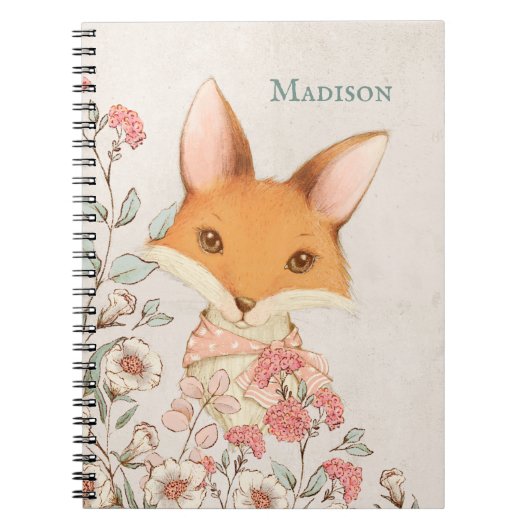 Little Fox Girly Cute Name Persoonlijk Notitieboek (Voorkant)