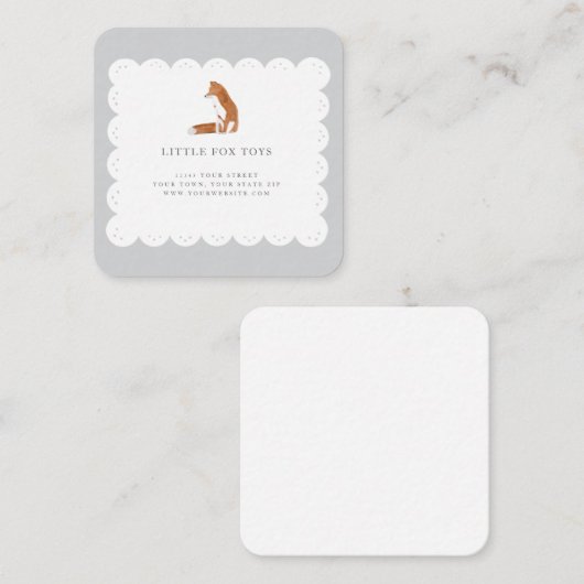 Little Fox Hand Drawn White Scallop Visitekaartje (Voorkant / Achterkant)