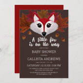 Little Fox Herfst Rood Bruin Waterverf Baby shower Kaart (Voorkant / Achterkant)