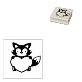 Little Fox Holding Heart Rubberstempel (Gestempeld)
