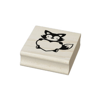Little Fox Holding Heart Rubberstempel