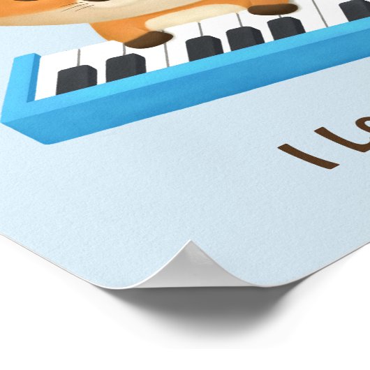 Little Fox houdt van Piano Lesson Poster (Hoek)