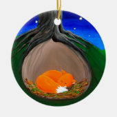 Little Fox | Hout Keramisch Ornament (Voorkant)