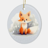 Little fox in winter keramisch ornament (Links)