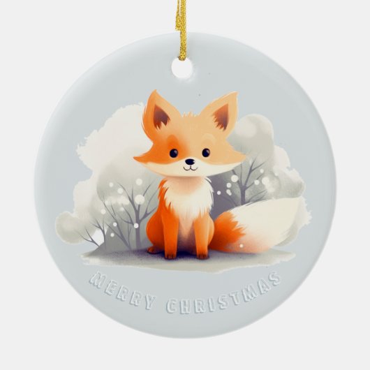 Little fox in winter keramisch ornament (Achterkant)