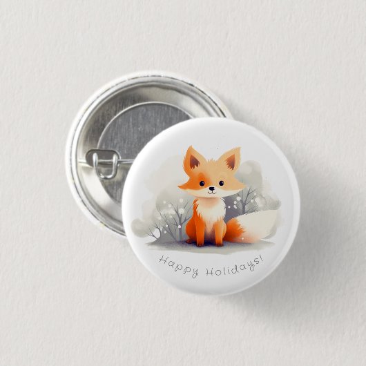 Little fox in winter ronde button 3,2 cm (Voorkant /achterkant)