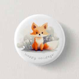 Little fox in winter ronde button 3,2 cm