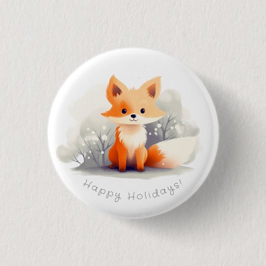Little fox in winter ronde button 3,2 cm (Voorkant)