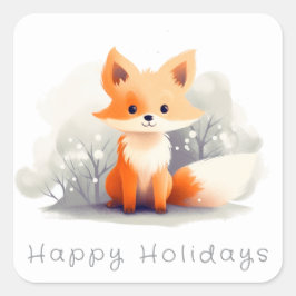Little fox in winter vierkante sticker