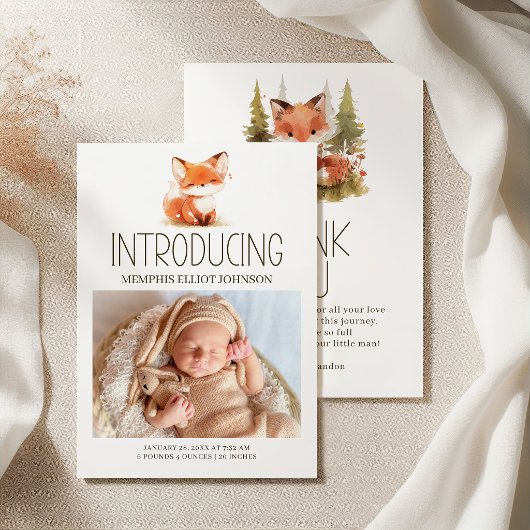 Little Fox Introductie Baby Foto Aankondiging
