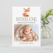Little Fox Introductie Baby Foto Aankondiging (Staand voorkant)
