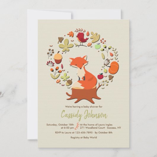 Little Fox Invitation Kaart (Voorkant)