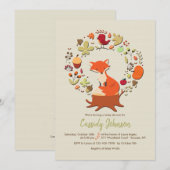 Little Fox Invitation Kaart (Voorkant / Achterkant)