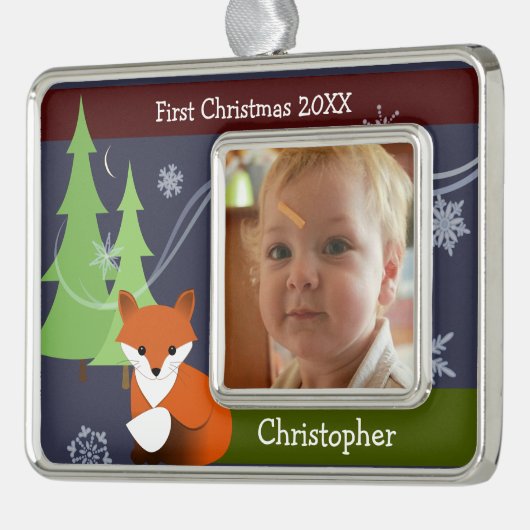 Little Fox Keepomwille Kerstversiering Verzilverd Omlijst Ornament (Links)