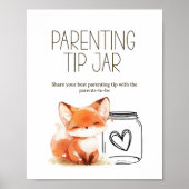 Little Fox Oudertips Pot Baby Shower Bord Poster (Voorkant)