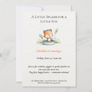 Little Fox Pool Party verjaardagsuitnodiging Kaart