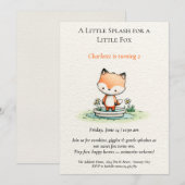 Little Fox Poolparty Verjaardagsuitnodiging Kaart (Voorkant / Achterkant)