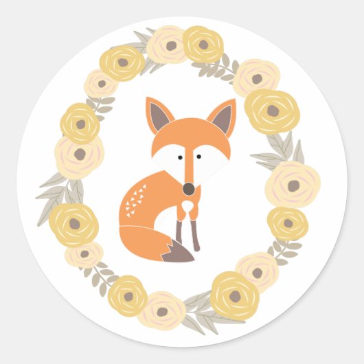 Little Fox Ronde Sticker (Voorkant)
