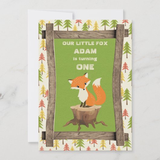 Little Fox Rustic Birthday Party Celebration Kaart (Voorkant)