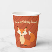 Little Fox Schattige Kleurrijke 1e Verjaardagsfees Papieren Bekers (Achterkant)