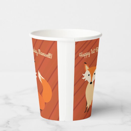 Little Fox Schattige Kleurrijke 1e Verjaardagsfees Papieren Bekers (Rechts)