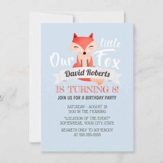 Little Fox Schattige Woodland Animal Birthday Kaart (Voorkant)
