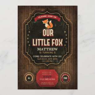 Little Fox Verjaardagsfeest Rustiek Krijtbord & Ho Kaart