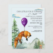 Little Fox Waterverf Woodland Forest Birthday (Voorkant / Achterkant)