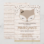 Little fox, wonderland Birthday Invitation Kaart (Voorkant / Achterkant)