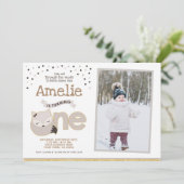 Little fox, Wonderland Invitation with photo Kaart (Staand voorkant)