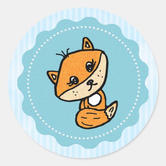 Little Fox Woodland Creater Forest Animal Ronde Sticker (Voorkant)