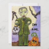 Little Frankenstein Custom Halloween Uitnodiging (Voorkant)