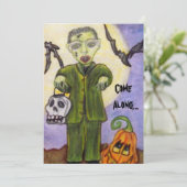 Little Frankenstein Custom Halloween Uitnodiging (Staand voorkant)