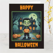 Little Frankenstein Halloween Kaart (Gele Bloem)