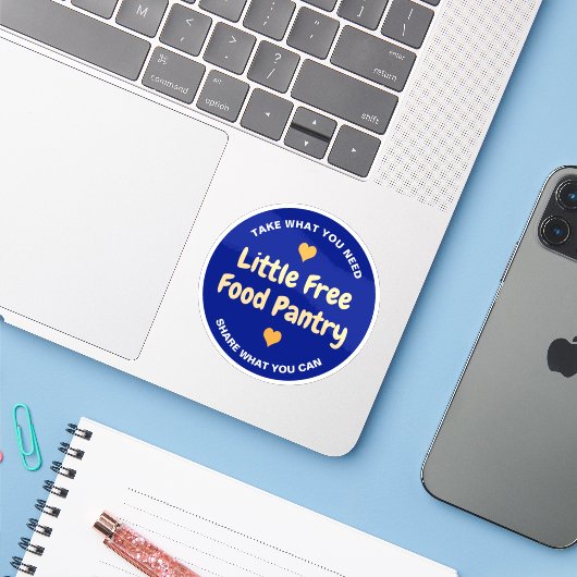 Little Free Food Pantry Take What You Need Sticker (Laptop met iPhone)