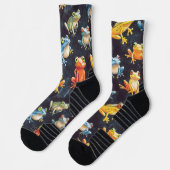 Little Frog Chalk Drawing Pattern Zwarte Sokken (Links)