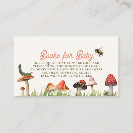 Little Fun Guy Mushroom Bee Baby Boek Verzoek Informatiekaartje (Voorkant)