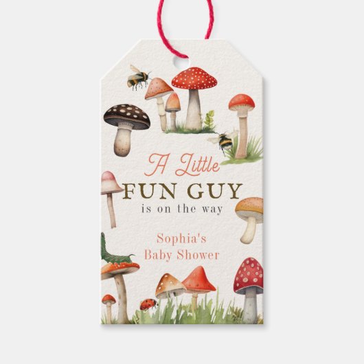 Little Fun Guy Mushroom Bee Boy Baby Shower Cadeaulabel (Voorkant)