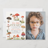 Little Fun Guy Mushroom Bee Boy Foto Verjaardag Kaart (Voorkant)