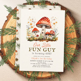 Little Fun Guy Mushroom Boy 1st Birthday Kaart