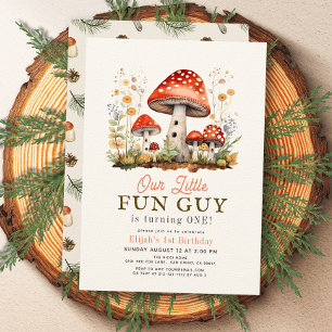 Little Fun Guy Mushroom Boy 1st Birthday Kaart
