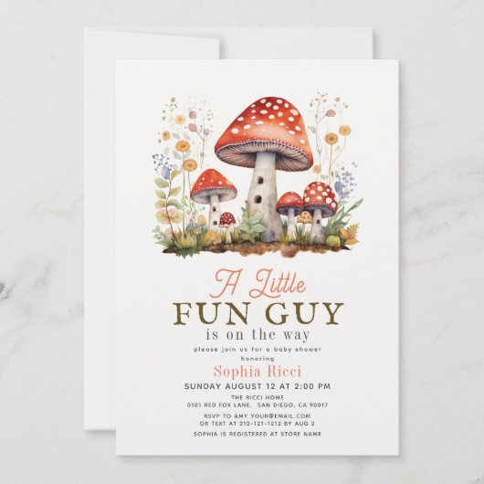 Little Fun Guy Mushroom Boy Baby shower Kaart (Voorkant)