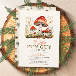 Little Fun Guy Mushroom Boy Baby shower Kaart