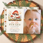 Little Fun Guy Mushroom Boy Foto 1e verjaardag Kaart