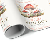 Little Fun Guy Mushroom Floral Baby Shower Cadeaupapier (Rol Hoek)