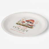 Little Fun Guy Mushroom Floral Boy Verjaardag Papieren Bordje (Gekanteld)