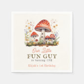 Little Fun Guy Mushroom Floral Boy Verjaardag Servet (Voorkant)