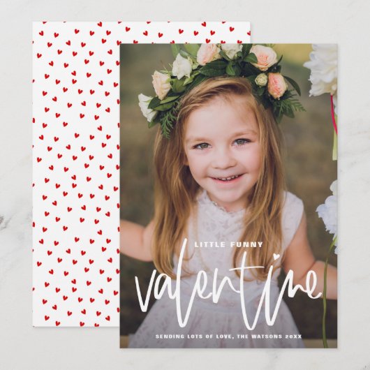 Little Funny Valentijn Lettering Valentijnsdag Feestdagenkaart (Voorkant / Achterkant)